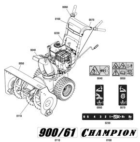 Decals Group Diagram and Parts List for 1696057 2011 Briggs and Stratton Snow Blower
